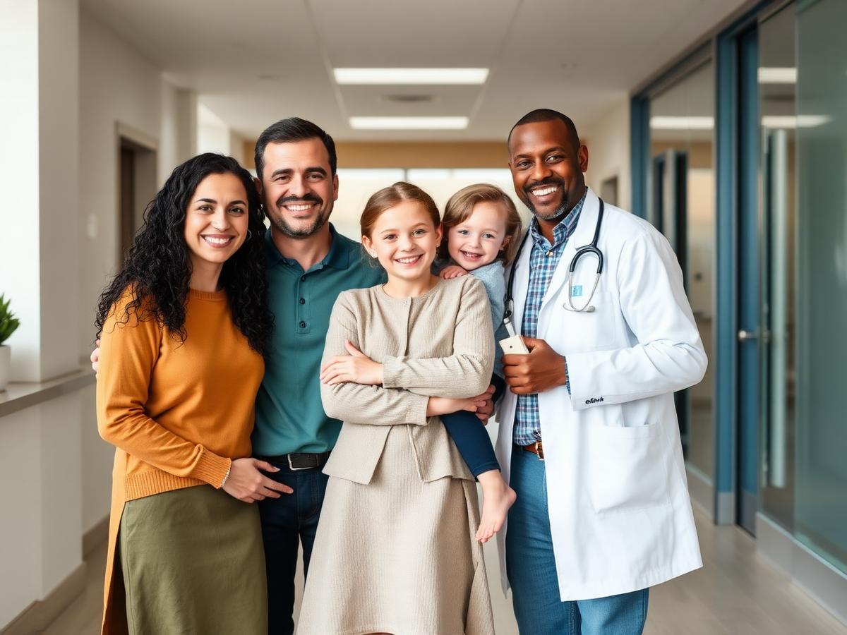 A family with their care team at Nuro Center